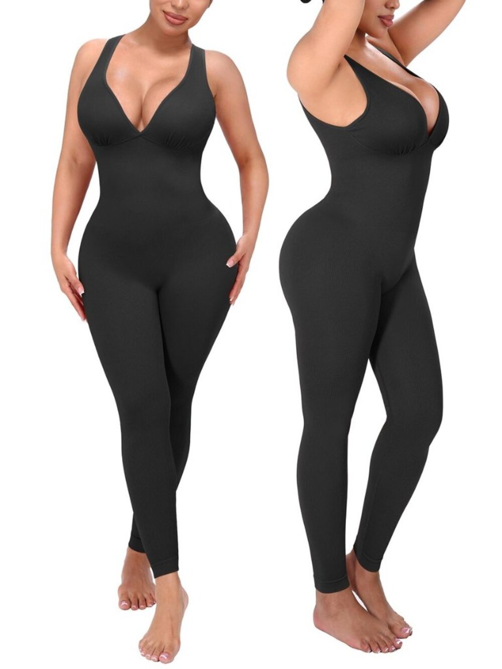 Tummy Control Jumpsuit for Women Seamless Bodycon Yoga Outfit